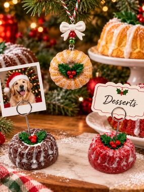 Christmas Cupcake Ornament & Place Card Holder/Photo Holder | Handmade Holiday